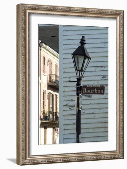 Bourbon Street, New Orleans, Louisiana Bent Street Lamp-Natalie Tepper-Framed Photo