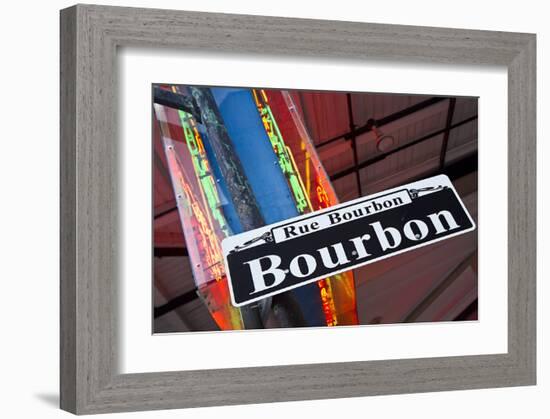 Bourbon Street Sign NewOrleans-null-Framed Art Print