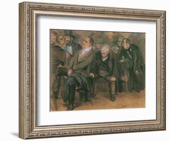 Bourgeois Germans in a Public Meeting, 1849-Adolph Friedrich Erdmann von Menzel-Framed Giclee Print