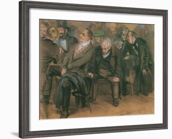 Bourgeois Germans in a Public Meeting, 1849-Adolph Friedrich Erdmann von Menzel-Framed Giclee Print