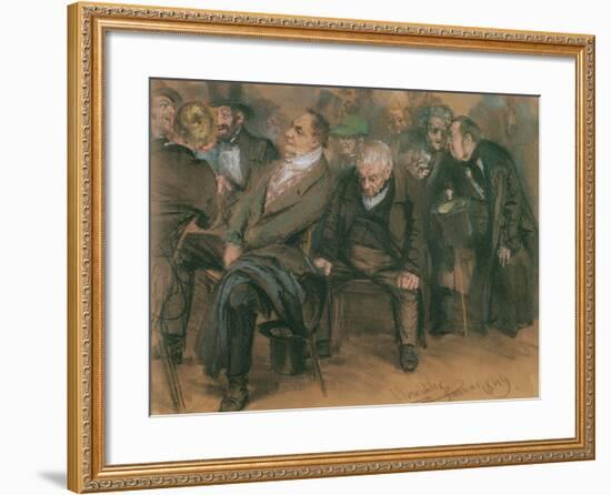 Bourgeois Germans in a Public Meeting, 1849-Adolph Friedrich Erdmann von Menzel-Framed Giclee Print