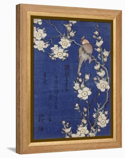 Bouvreuil et cerisier pleureur en fleur-Katsushika Hokusai-Framed Premier Image Canvas