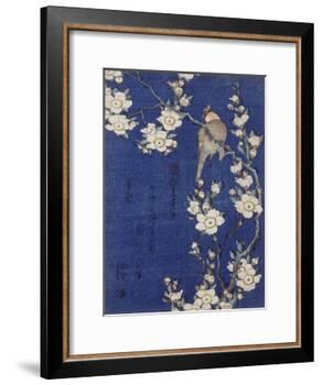 Bouvreuil et cerisier pleureur en fleur-Katsushika Hokusai-Framed Giclee Print