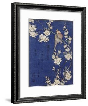 Bouvreuil et cerisier pleureur en fleur-Katsushika Hokusai-Framed Giclee Print