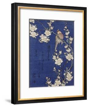 Bouvreuil et cerisier pleureur en fleur-Katsushika Hokusai-Framed Giclee Print