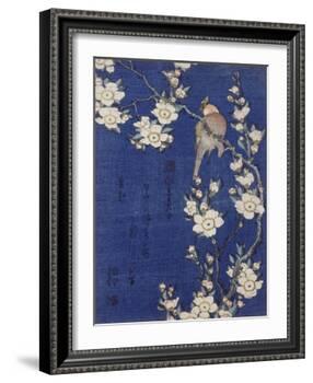 Bouvreuil et cerisier pleureur en fleur-Katsushika Hokusai-Framed Giclee Print