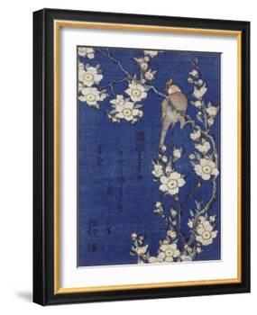 Bouvreuil et cerisier pleureur en fleur-Katsushika Hokusai-Framed Giclee Print