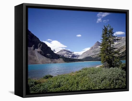 Bow Lake with Bow Glacier Behind, Icefields Parkway, Banff National Park, Alberta-Geoff Renner-Framed Premier Image Canvas