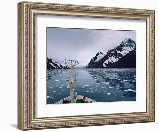 Bow of a Cruise Ship, Channel of the Southern Ocean with Antarctic Mountains-Charles Sleicher-Framed Photographic Print