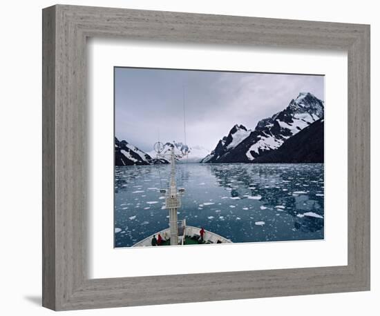 Bow of a Cruise Ship, Channel of the Southern Ocean with Antarctic Mountains-Charles Sleicher-Framed Photographic Print