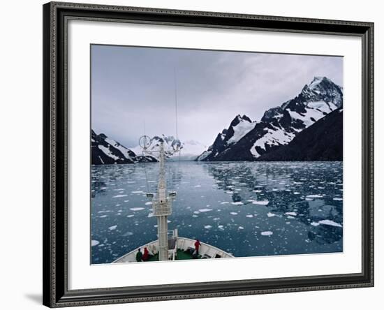 Bow of a Cruise Ship, Channel of the Southern Ocean with Antarctic Mountains-Charles Sleicher-Framed Photographic Print