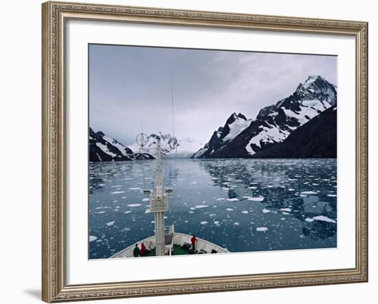 Bow of a Cruise Ship, Channel of the Southern Ocean with Antarctic Mountains-Charles Sleicher-Framed Photographic Print