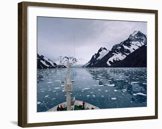 Bow of a Cruise Ship, Channel of the Southern Ocean with Antarctic Mountains-Charles Sleicher-Framed Photographic Print