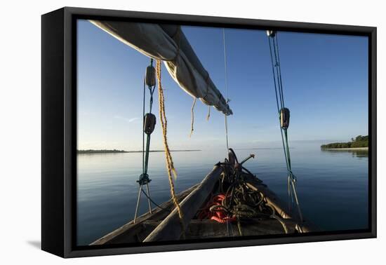 Bow of a Traditional Dhow with Sail in Mafia Island Coast of Tanzania-Paul Joynson Hicks-Framed Premier Image Canvas