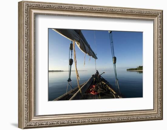 Bow of a Traditional Dhow with Sail in Mafia Island Coast of Tanzania-Paul Joynson Hicks-Framed Photographic Print