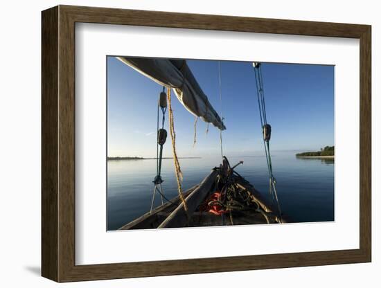 Bow of a Traditional Dhow with Sail in Mafia Island Coast of Tanzania-Paul Joynson Hicks-Framed Photographic Print