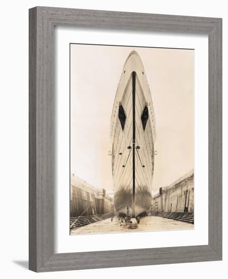 Bow of Queen Mary in Drydock-null-Framed Photographic Print