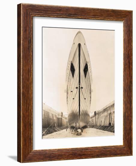 Bow of Queen Mary in Drydock-null-Framed Photographic Print