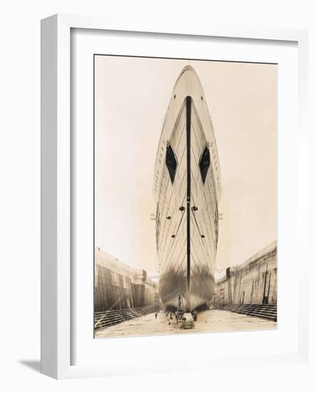 Bow of Queen Mary in Drydock-null-Framed Photographic Print