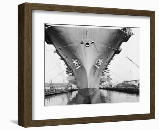 Bow of the USS Saratoga Warship-Arthur Sasse-Framed Photographic Print