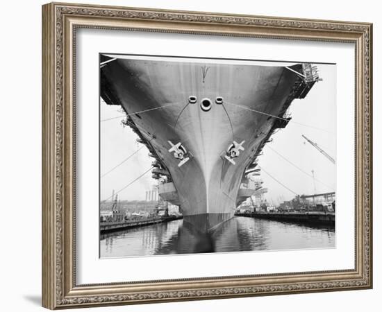 Bow of the USS Saratoga Warship-Arthur Sasse-Framed Photographic Print