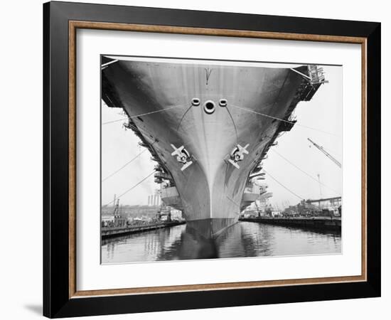 Bow of the USS Saratoga Warship-Arthur Sasse-Framed Photographic Print