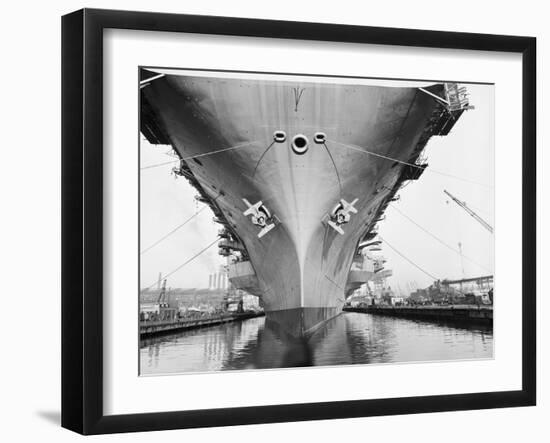 Bow of the USS Saratoga Warship-Arthur Sasse-Framed Photographic Print