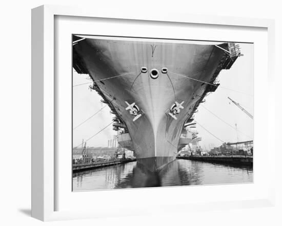 Bow of the USS Saratoga Warship-Arthur Sasse-Framed Photographic Print