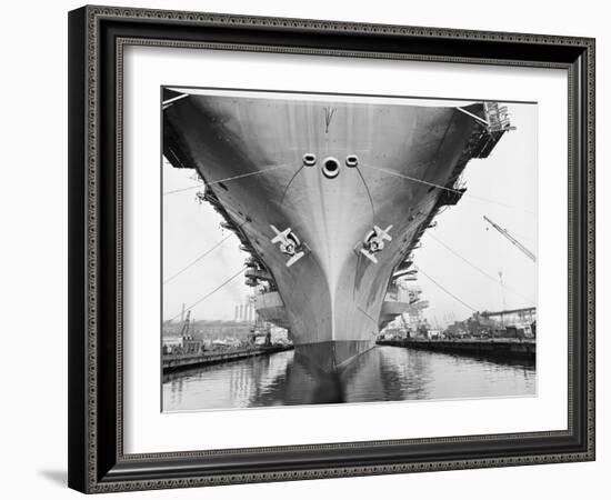 Bow of the USS Saratoga Warship-Arthur Sasse-Framed Photographic Print