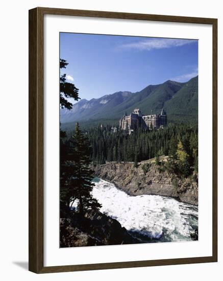 Bow River and Banff Springs Hotel, Banff National Park, Rocky Mountains, Alberta, Canada-Hans Peter Merten-Framed Photographic Print
