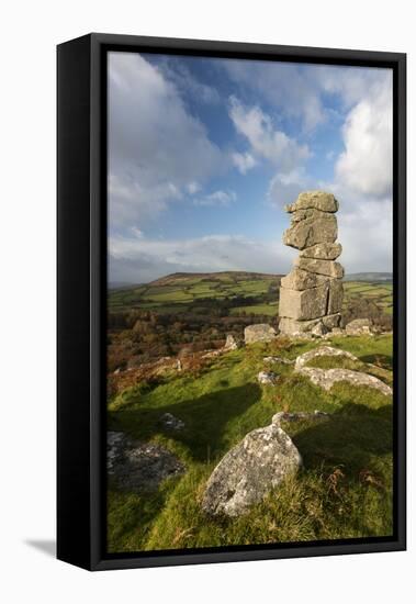 Bowerman's Nose in evening light, Dartmoor, Devon, UK-Ross Hoddinott-Framed Premier Image Canvas