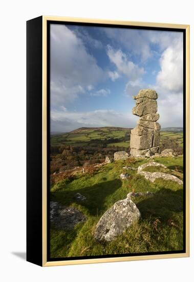 Bowerman's Nose in evening light, Dartmoor, Devon, UK-Ross Hoddinott-Framed Premier Image Canvas