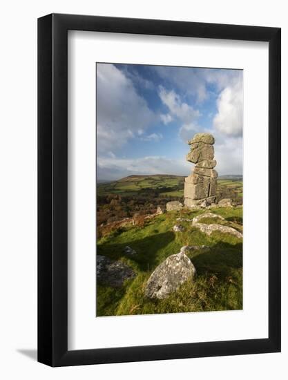 Bowerman's Nose in evening light, Dartmoor, Devon, UK-Ross Hoddinott-Framed Photographic Print