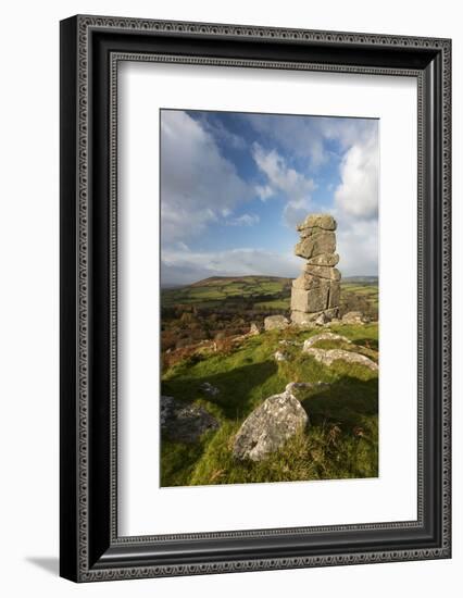 Bowerman's Nose in evening light, Dartmoor, Devon, UK-Ross Hoddinott-Framed Photographic Print