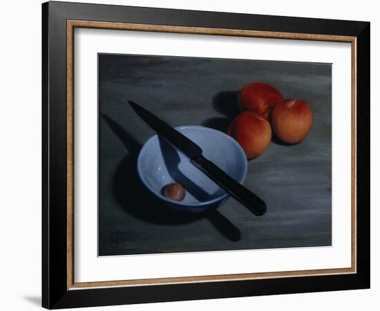 Bowl, Knife and Nectarines, 2009-James Gillick-Framed Giclee Print