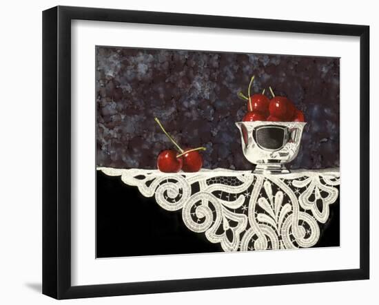 Bowl of Cherries with Lace-Sandra Willard-Framed Giclee Print