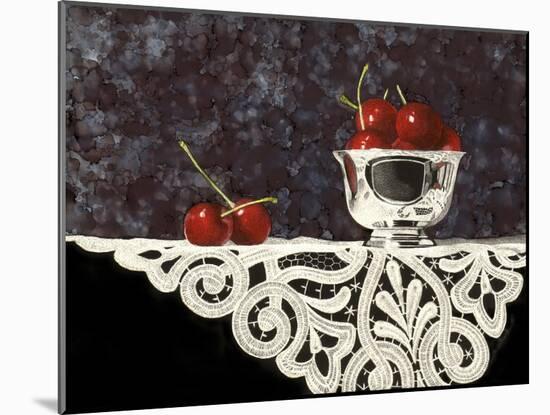 Bowl of Cherries with Lace-Sandra Willard-Mounted Giclee Print