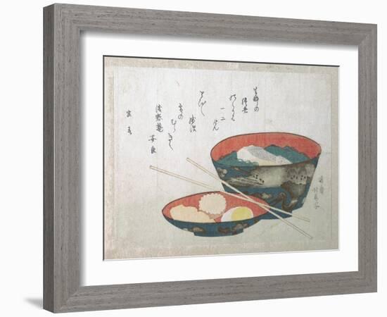 Bowl of Fish and Noodles (New Year Meal)-Teisai Hokuba-Framed Giclee Print