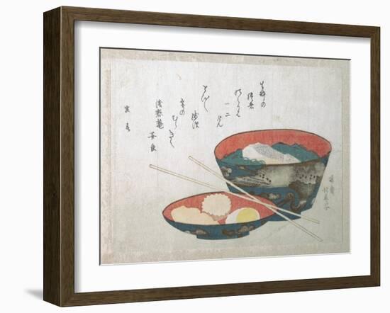 Bowl of Fish and Noodles (New Year Meal)-Teisai Hokuba-Framed Giclee Print