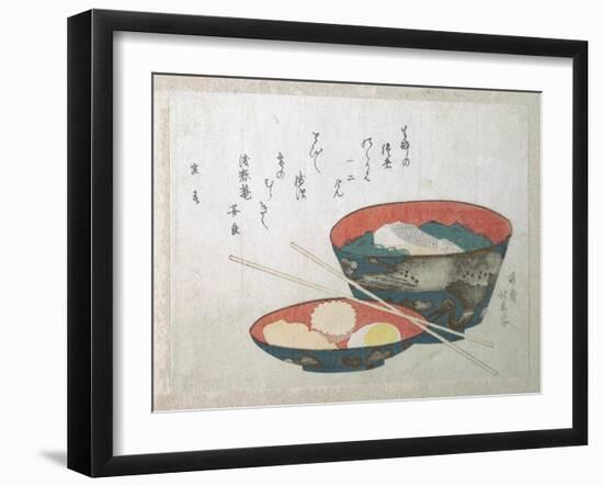 Bowl of Fish and Noodles (New Year Meal)-Teisai Hokuba-Framed Giclee Print