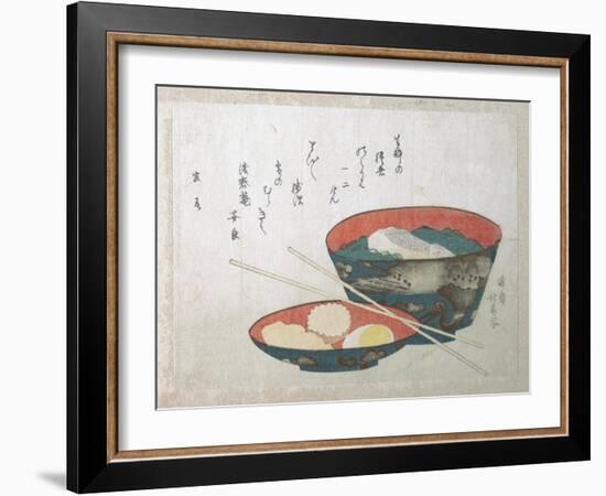 Bowl of Fish and Noodles (New Year Meal)-Teisai Hokuba-Framed Giclee Print