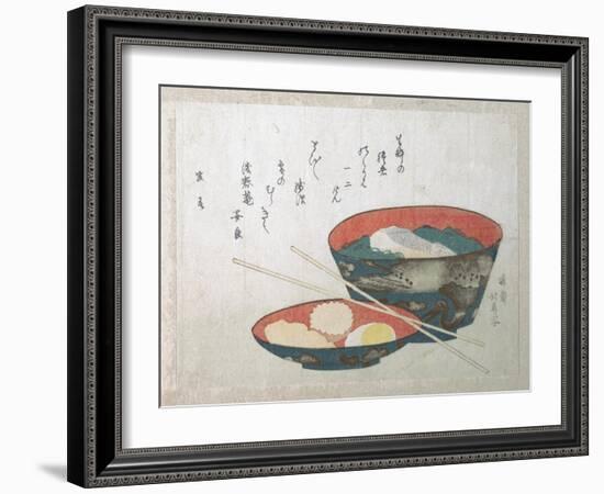 Bowl of Fish and Noodles (New Year Meal)-Teisai Hokuba-Framed Giclee Print