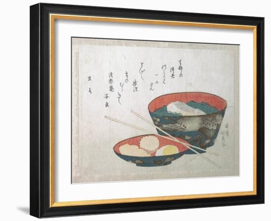 Bowl of Fish and Noodles (New Year Meal)-Teisai Hokuba-Framed Giclee Print