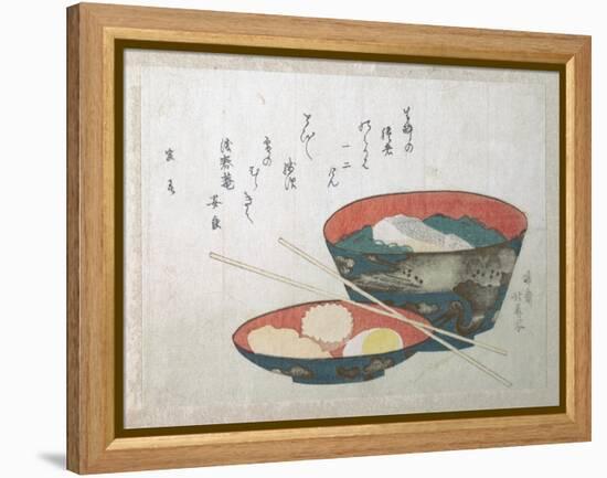 Bowl of Fish and Noodles (New Year Meal)-Teisai Hokuba-Framed Premier Image Canvas