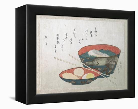 Bowl of Fish and Noodles (New Year Meal)-Teisai Hokuba-Framed Premier Image Canvas