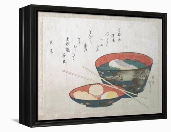 Bowl of Fish and Noodles (New Year Meal)-Teisai Hokuba-Framed Premier Image Canvas