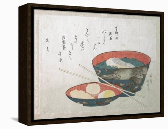 Bowl of Fish and Noodles (New Year Meal)-Teisai Hokuba-Framed Premier Image Canvas