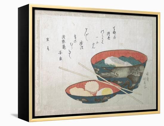 Bowl of Fish and Noodles (New Year Meal)-Teisai Hokuba-Framed Premier Image Canvas