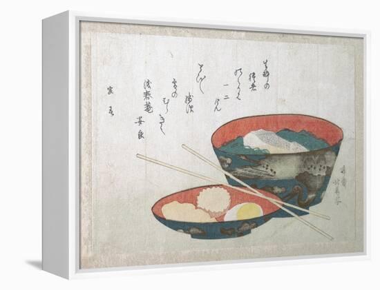 Bowl of Fish and Noodles (New Year Meal)-Teisai Hokuba-Framed Premier Image Canvas