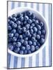 Bowl of Fresh Blueberries on Striped Cloth-Yvonne Duivenvoorden-Mounted Photographic Print